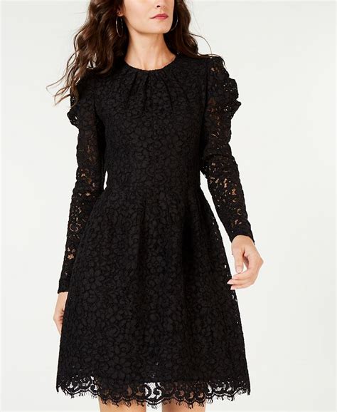 michael michael kors puff-sleeve floral lace dress|Floral Lace Flounce.